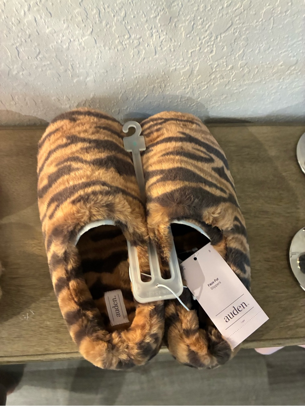 Auden Kids Tiger-Stripe Faux Fur Slip-Ons - Brown & Black